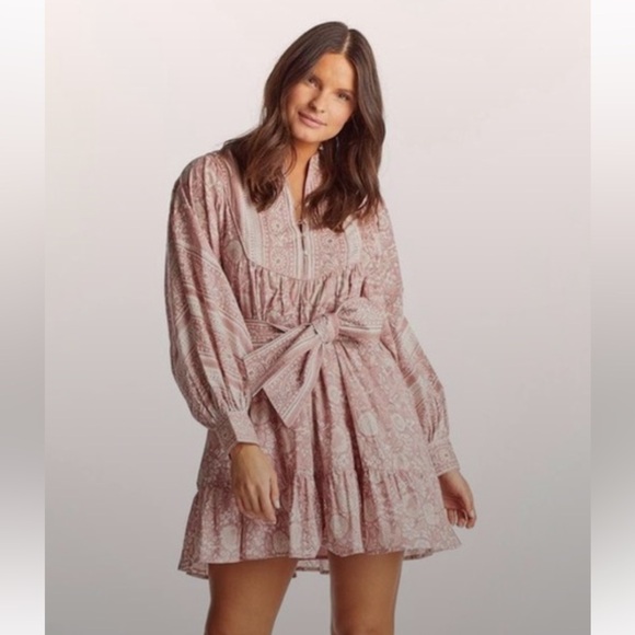 Cleobella Lennox Mini Dress in Tonal Block Print S revolve boho 168$ fall casual - Picture 1 of 7